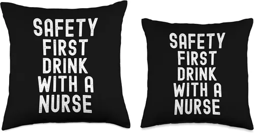 Miniatura 3 de Safety First Drink With A Nurse Throw Pillow