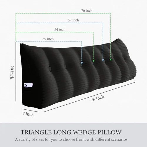 Miniatura 6 de Almohada de cuña gruesa de 14 libras tamaño King para cabecero, posicionador de cuerpo, almohada de lectura triangular para sentarse en la cama