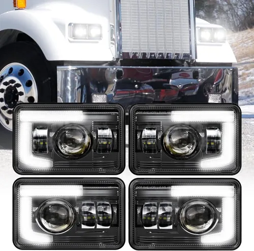 Miniatura 8 de BICYACO 1 par de faros delanteros LED de 4 x 6 pulgadas de 60W con haz alto y bajo H4651 H4652 H4656 H4666 H6545 con lente de proyector