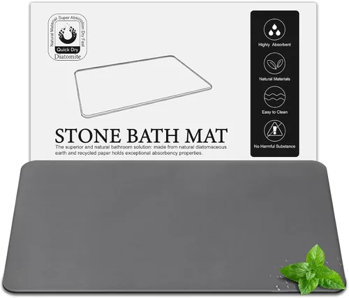 Alfombra de Baño Grande de Piedra de Diatomita, Premium Antideslizante de Tierra de Diatomeas Natural para Bañera de Secado Rápido para Piso de Baño