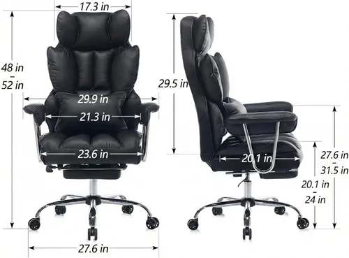 Miniatura 2 de Silla de oficina grande y alta de 400 libras, silla de escritorio ejecutiva resistente con reposapiés, silla ergonómica de piel sintética