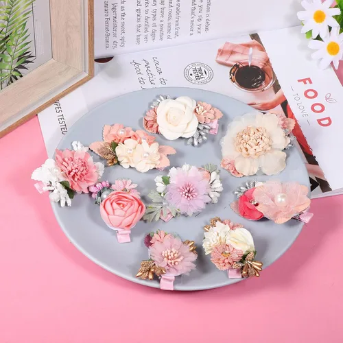 Miniatura 7 de Beaupretty 9 pinzas para el pelo de flores simuladas con diseño floral, accesorios de estilo bohemio para mujeres y niñas, fiesta diaria en la playa