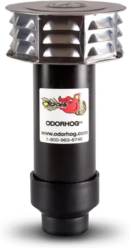 Miniatura 7 de OdorHog Filtro de tubería de ventilación con tapa de metal de 1.5 pulgadas, ABS negro, elimina problemas de olor al aire libre y alcantarillado