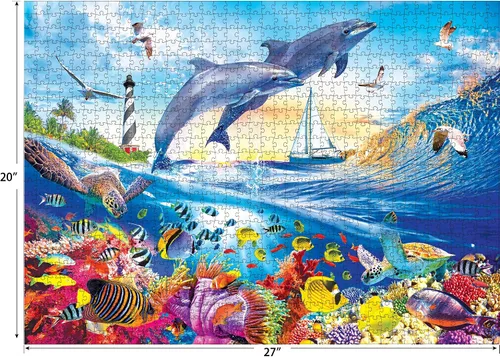 Miniatura 3 de RoseArt - Kodak Premium - Playful Summer Dolphins - Rompecabezas de 1000 piezas para adultos