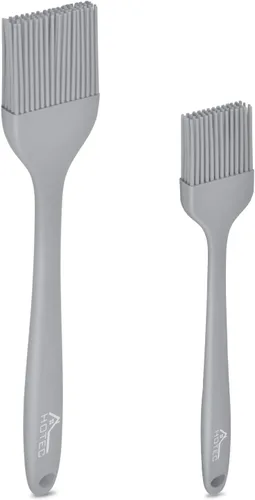 HOTEC - Cepillos para untar de silicona, resistentes al calor, para pastelería, ideales para untar aceite, mantequilla, salsas y adobos para Gris 2