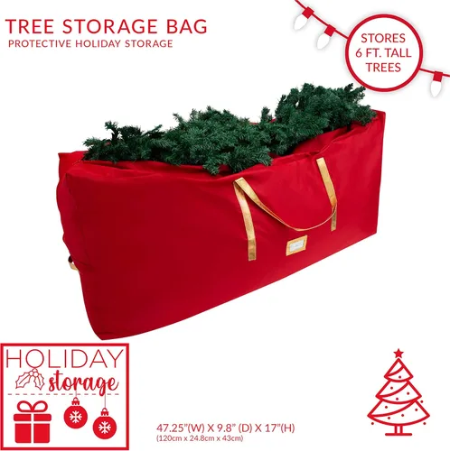 Miniatura 3 de Simplify Bolsa de almacenamiento para decoración navideña, organizador de decoraciones navideñas, sostiene árboles artificiales de hasta 6 pies