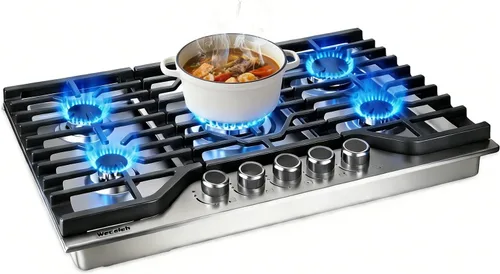 Miniatura 10 de Placa de cocina de gas de 30 pulgadas, 5 quemadores empotrados en estufa de gas, placa de propano convertible NG/LPG, Encendido automático