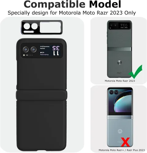 Miniatura 2 de Funda para Motorola Razr 2023 y protector de cámara trasera, funda delgada para teléfono con protector de bisagra, resistente a los arañazos, funda