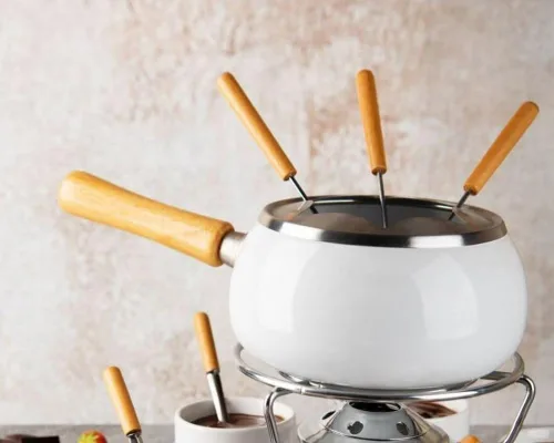 Miniatura 3 de Excèlsa - Juego de fondue esmaltado blanco (28 piezas)