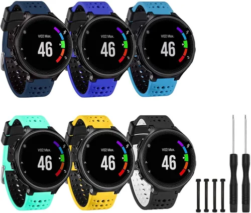 Miniatura 14 de GVangel - Correa compatible con reloj inteligente Garmin Forerunner 235, correa de silicona suave de repuesto para 220/230/235/620/630/735XT/235