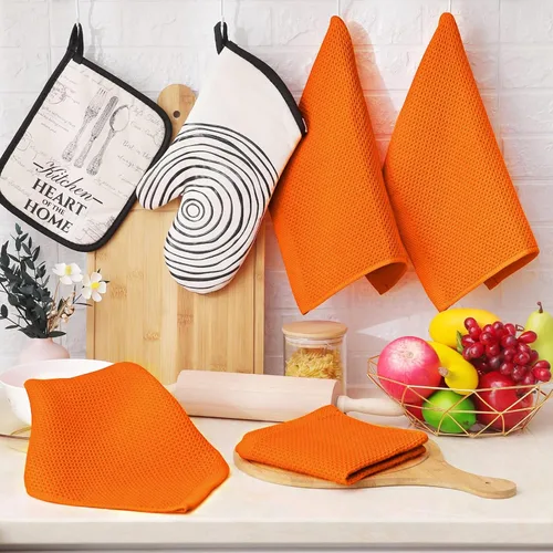 Miniatura 106 de Homaxy Trapos de cocina de 100% algodón, tejido de punto gofre, ultrasuaves, absorbentes y de secado rápido, 12 x 12 pulgadas, paquete de 6, blanco