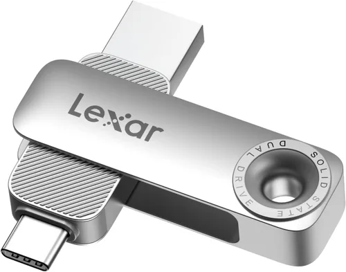 Lexar D50E 128GB Unidad de estado sólido de doble unidad, unidad flash USB hasta 400MB/s de lectura, 360MB/s de escritura de alto rendimiento,