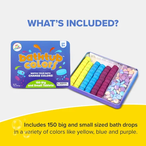 Miniatura 4 de Kids Made - Tabletas modernas de color de baño para niños, 150 gotas de baño no tóxicas para niños pequeños, tabletas de color azul, amarillo, rosa