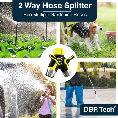 Miniatura 8 de DBR Tech® Divisor de Manguera de 2 Vías, Conector Metálico Resistente, Divisor de Manguera de Jardín de Dos Vías, Adaptador de Bib de Grifo de Flujo