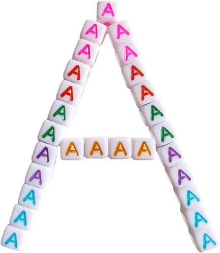 Miniatura 16 de Xeahung 200 cuentas de letras acrílicas cuadradas multicolor para hacer joyas, llaveros de bricolaje, collares, pulseras, decoraciones