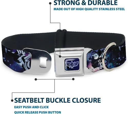 Miniatura 4 de Collar de perro hebilla de cinturón de seguridad Buzz Lightyear Poses Galaxy Blues 9 a 15 pulgadas 1.0 pulgadas de ancho