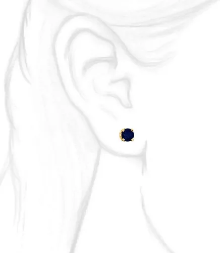 Miniatura 3 de Trustmark Yellow Gold 5mm Created Sapphire Screw Back Stud Earrings
