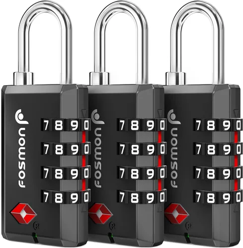 Miniatura 22 de Fosmon Cerraduras de equipaje aceptadas por la TSA, indicador de alerta abierta Fosmon de 3 dígitos con combinación de códigos de candado, cuerpo