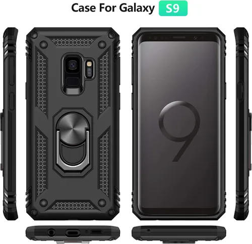 Miniatura 2 de Androgate Funda para Samsung Galaxy S9 con Protectores de Pantalla HD, Soporte Kickstand con Anillo de Metal de Grado Militar Probado Resistente a