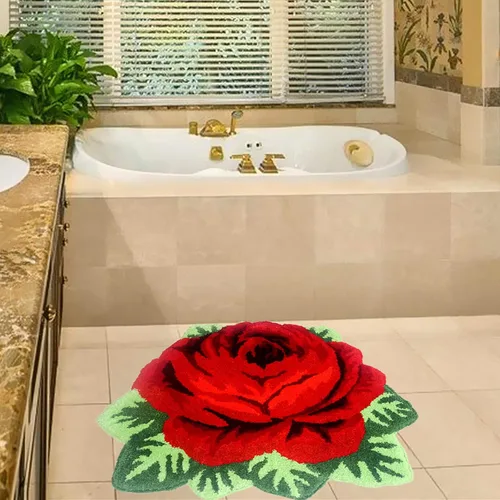 Miniatura 3 de UKELER Alfombras de baño con rosas rojas para baño, antideslizantes, absorbentes, alfombras de cocina, peludas, suaves, para dormitorio de niñas