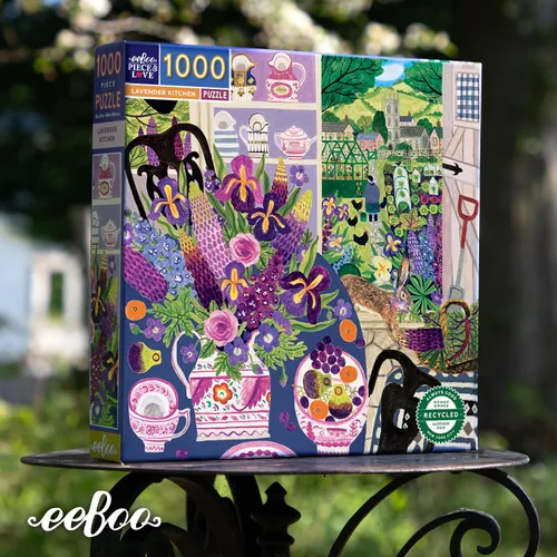 Miniatura 12 de eeBoo Rompecabezas de cocina de lavanda de 1000 piezas, rompecabezas cuadrado para adultos con referencia de imagen, piezas brillantes y duraderas