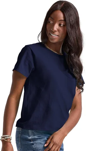 Miniatura 4 de Hanes Essentials, Camiseta de algodón con cuello redondo, camiseta de ajuste clásico para mujer