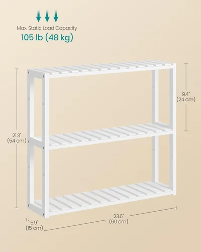 Miniatura 7 de SONGMICS Estantería de bambú para baño, con 3 niveles ajustables para plantas, de montaje en pared o de pie, para la sala de estar, balcón, cocina