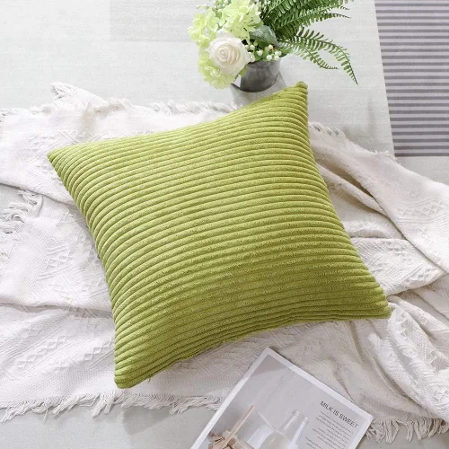 Miniatura 5 de Artscope Fundas de almohada de pana a rayas acogedoras súper suaves decorativas cuadradas, fundas de cojín para sofá, dormitorio, decoración