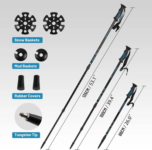 Miniatura 5 de G2 30/36 Inches Light Weight Snowshoes Set with Trekking Poles, Anti-Slip Sole, Fast Ratchet Binding, for Women Men Youth (Blue/Green)