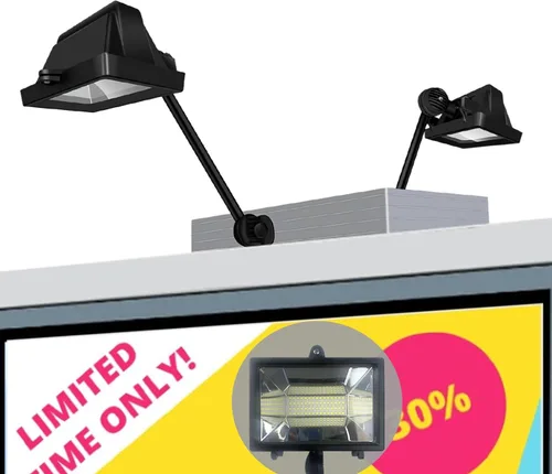 Luces solares de cartelera para exteriores, 120 LED luz de letrero súper brillante, impermeable, 12000 mAh luz comercial para bienes raíces,