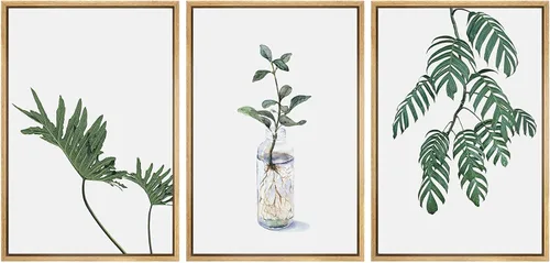 SIGNWIN - 3 cuadros enmarcados, modernos, minimalistas, blanco y negro, trío de selva, palmeras, serpientes, suculentas, flores y plantas para sala