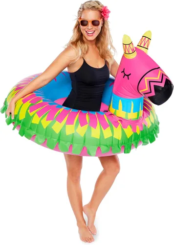 BigMouth Inc. Donkey Party - Flotador de piscina con piñata – Divertido flotador de piscina que mide más de 4 pies de ancho, kit de parche incluido