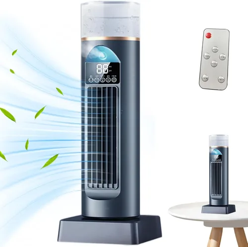 Miniatura 7 de Ventilador de torre de refrigeración por aire 2 en 1 6 velocidades de viento Torre con humidificación Oscilante de 120 ° Temporizador 6H Pantalla