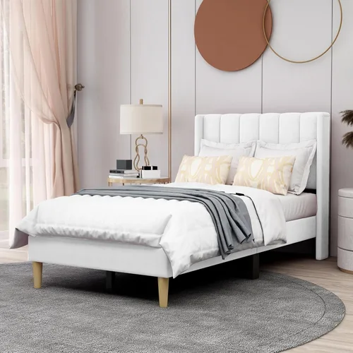 Miniatura 30 de AGARTT Marco de Cama Plataforma Tapizada Tamaño Queen con Cabecero y Pie de Cama/Soporte de Listones de Madera/No Necesita Somier/Fácil Montaje