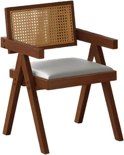 Miniatura 10 de YVYKFZD Juego de sillas de comedor de ratán, sillas de comedor de madera, sillas de cocina con respaldo tejido, sillón tapizado, silla auxiliar