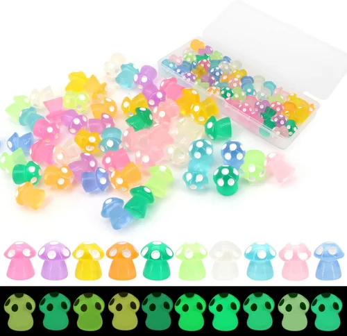Miniatura 12 de 120 piezas Mariposas Luminosas Mini, Miniaturas de Mariquitas en Resina, Figuras de Animales que Brillan en la Oscuridad para Jardín de Hadas, Casa
