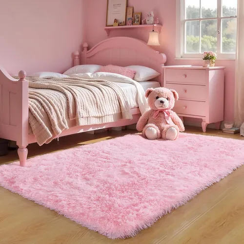 Miniatura 49 de KCHOWUA Alfombras Esponjosas y Peludas de Unicornio para Dormitorio de Niñas, 3x5 pies Lavable Antideslizante Alfombra de Área Shag Peluda para Sala