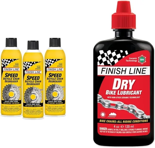 Miniatura 10 de Finish Line Desengrasante de bicicleta de velocidad: potente fórmula seca para cadenas de bicicletas, engranajes y frenos de disco, Turbo Spray