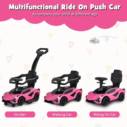 Miniatura 2 de INFANS Lamborghini - Cochecito de bebé 3 en 1, auto deslizante con licencia para caminar con mango de control parental, música, faro, almacenamiento