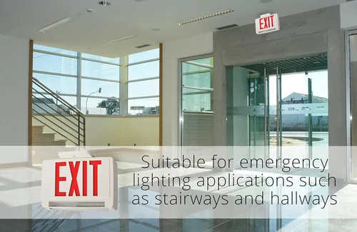 Miniatura 3 de Lithonia Lighting ECBR LED M6 - Barra de luz LED de salida y emergencia con batería de respaldo, 3 vatios, lista húmeda, letras rojas