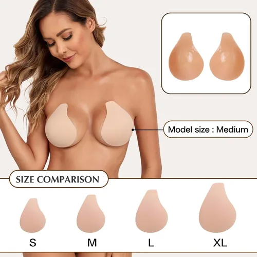 Miniatura 5 de Bontierie Cubiertas de pezón Pegajoso Push Up Bra Añadido Levantamiento sin costuras Empanadas Ultra Delgadas Adhesivo Bras Mujeres
