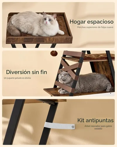 Miniatura 8 de FourFurPets Árbol para gatos de 72.4 pulgadas, torre moderna para gatos de interior, condominio para gatos de varios niveles con cuevas, árbol alto