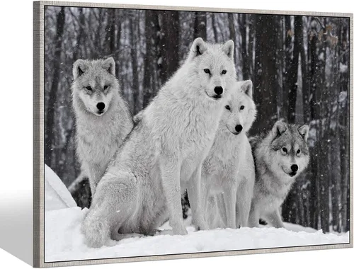 Miniatura 10 de Sea Whisper - Lienzo de arte de pared de vida silvestre, lobo en la hierba con ojos firmes, naturaleza, bosque, escena de parque, pintura artística