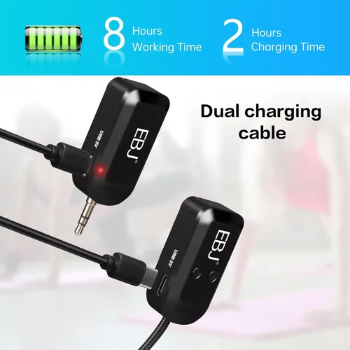 Miniatura 5 de EBJ Micrófono de auriculares inalámbricos 2.4G y micrófono de mano 2 en 1, transmisión estable de 98.4 ft, carga USB dual tipo C, compatible
