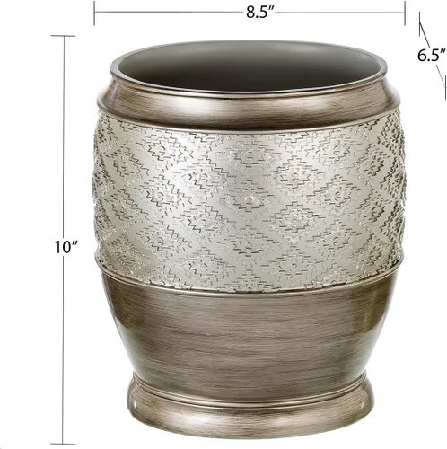 Miniatura 4 de Creative Scents Dublin Silver - Cubo de basura pequeño para baño con tapa de 1.26 galones / 4.8 litros, cubo de basura ovalado plateado cepillado