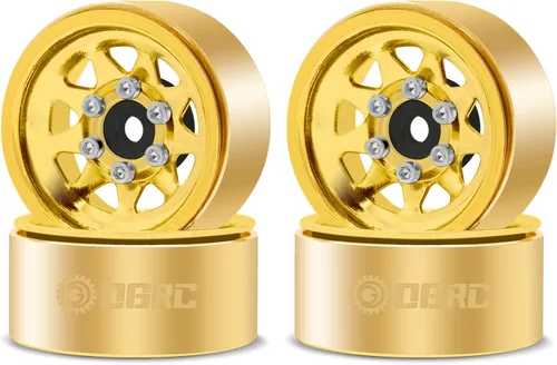 Miniatura 8 de OGRC 1.0 Rines de rueda RC con anillos de latón, rines de rueda de plato hondo, ruedas Beadlock 1.0 para 1/18 TRX4M 1/24 SCX24 C10 JLU Deadbolt Negro