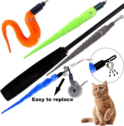 Miniatura 5 de Recambios de gusano de juguete para gatos, 24 piezas interactivas para gatos de interior 24 piezas de recambios de gusanos
