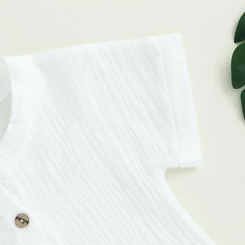 Miniatura 25 de fhutpw Conjunto de 2 piezas de ropa de verano para bebés, camiseta de manga corta, cintura elástica, pantalones cortos para niños pequeños