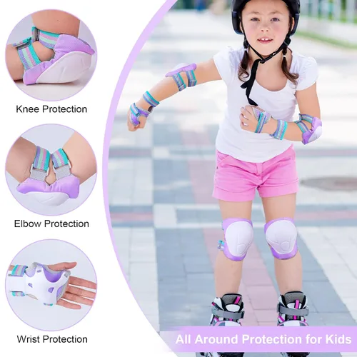 Miniatura 3 de FIODAY Rodilleras para Niños Rodilleras y Coderas Muñequeras Conjunto de Equipo Protector Ajustable para Niñas Niños Patinaje en Línea Ciclismo