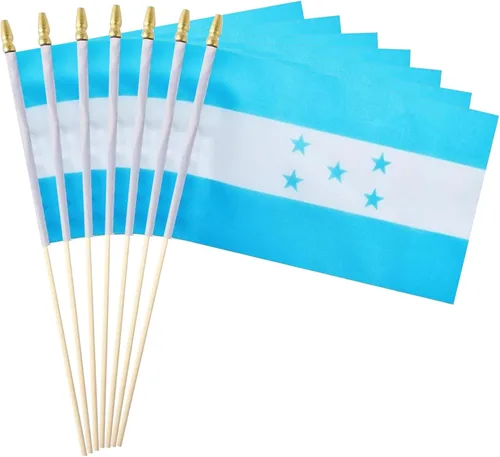 Miniatura 38 de Paquete de 12 banderas de Brasil en palos, pequeñas banderas de mano brasileñas para oficina, aula, vacaciones, decoración de fiestas
